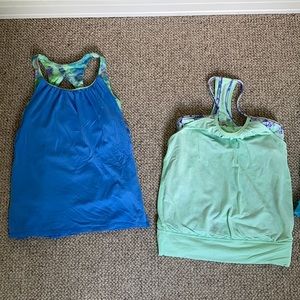 Two! Ivivva lululemon tank tops blue/light green